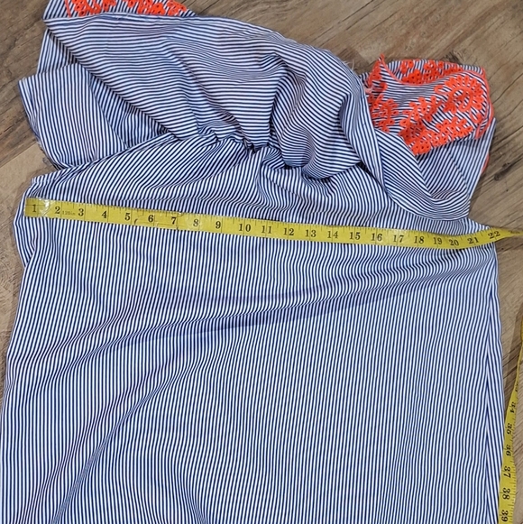 See& Be Seen Sz L Boho Off Shoulder Stripe Dress Orange Embroidered Ruffle #2057 - Picture 8 of 8
